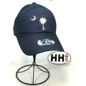 Hilton Head Island Navy Blue Cotton Moon Palm Cap Hat and Bumper Sticker